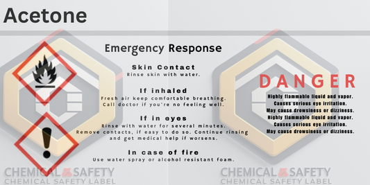 Acetone GHS Label – OSHA Compliant Chemical Safety Label 100ct